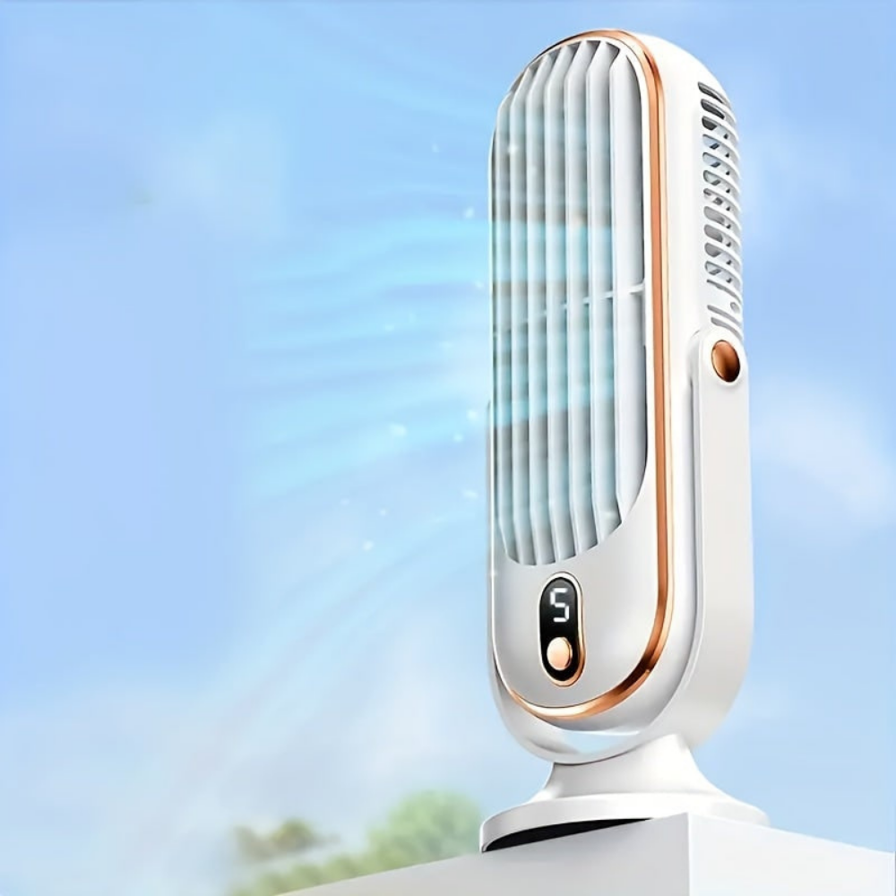 Věžový ventilátor s chlazením, dobíjecí baterií a odpařovacím chladičem
