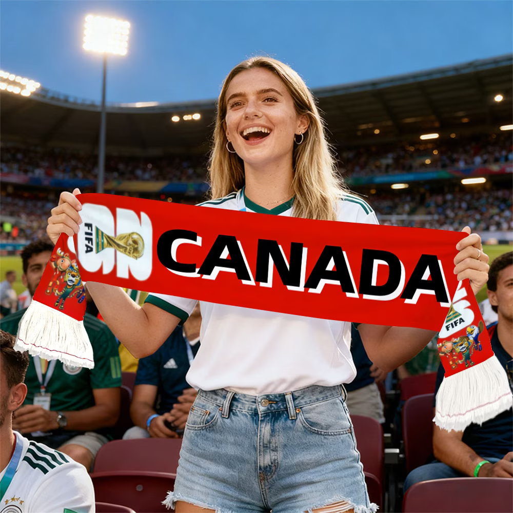 Soccer Scarf Canada Flag World Cup Fan Cheer Accessory