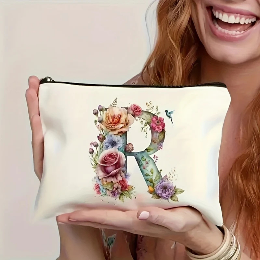 Kosmetiktasche Kosmetiketui mit Blumenmuster und Reißverschluss Buchstabe Z Muttertagsgeschenk
