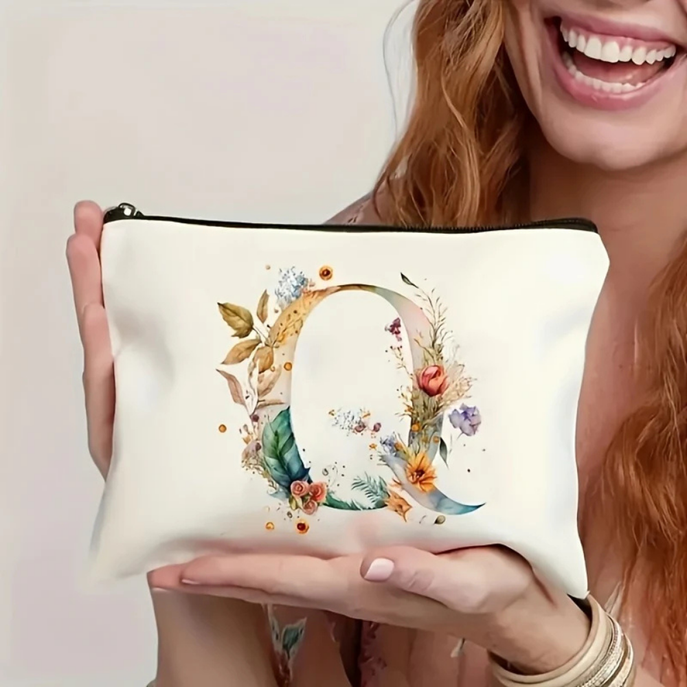 Kosmetiktasche Kosmetiketui mit Blumenmuster und Reißverschluss Buchstabe Z Muttertagsgeschenk
