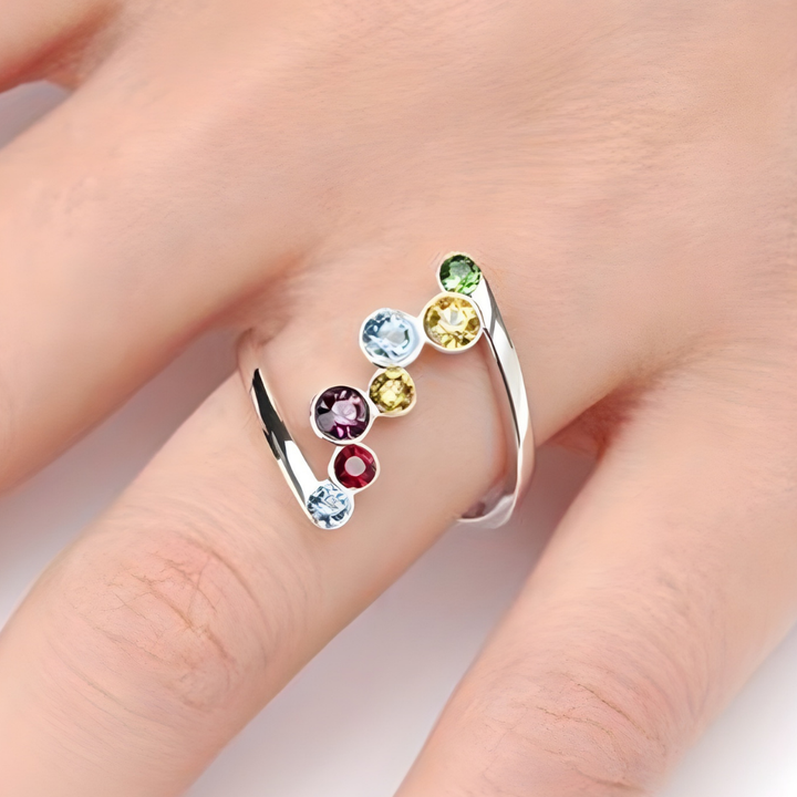 Prsten Kameny Narození Stříbrný Zirkon Nastavitelný