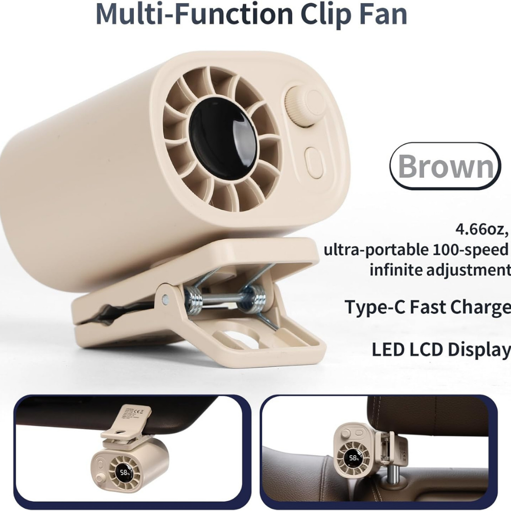 Clip On Fan Portable Cooling Fan Rechargeable Wearable Cooler