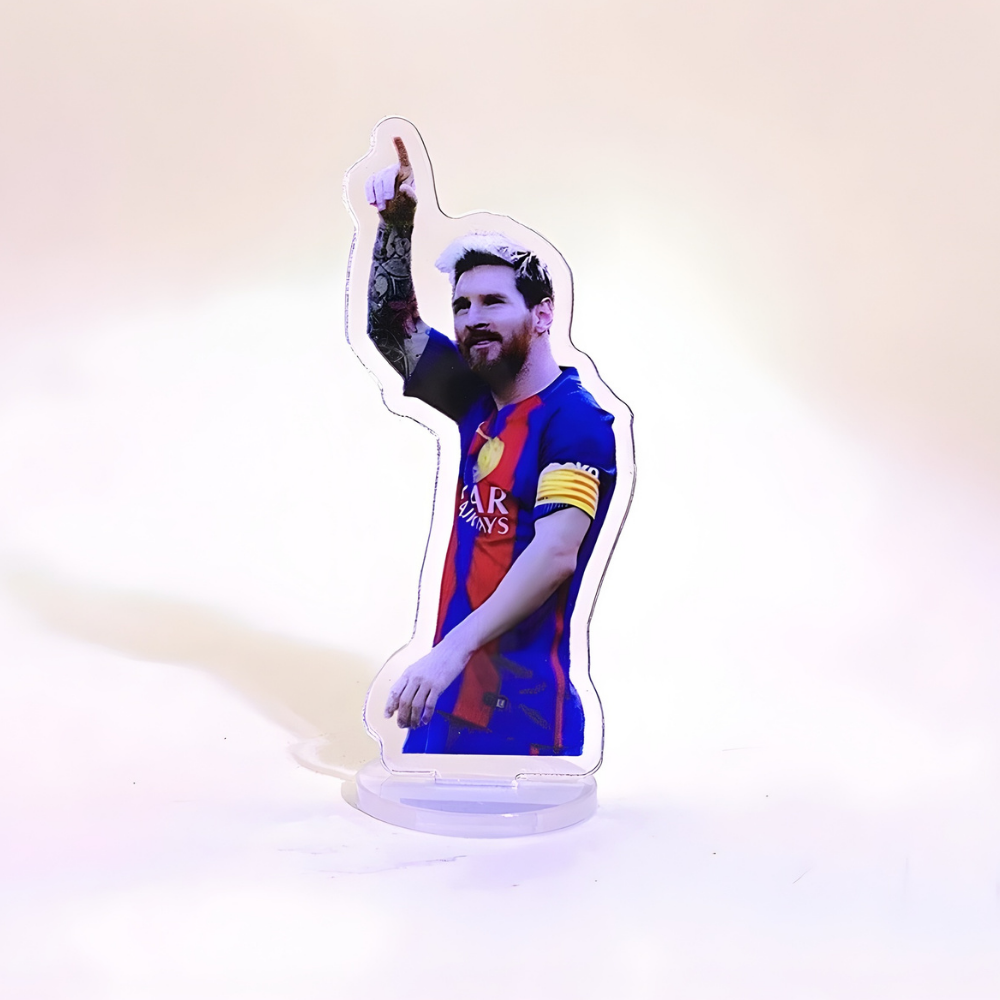 Espositore con figurina giocatore in posa d'azione calcio Coppa del Mondo