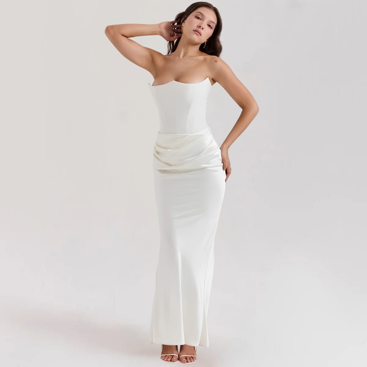 Formal Dress Corset Evening Gown Strapless Event Satin Gown