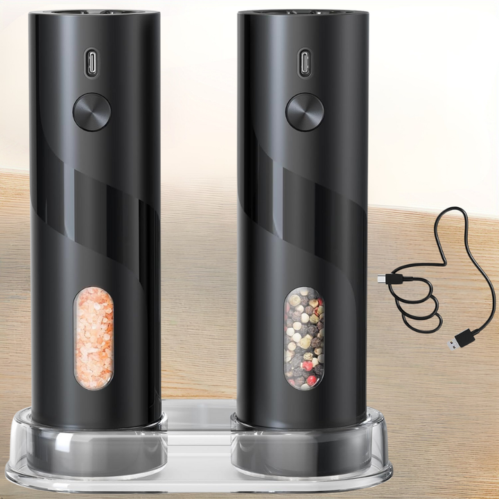 Electric Salt Pepper Grinder Stainless Steel Spice Mill Set