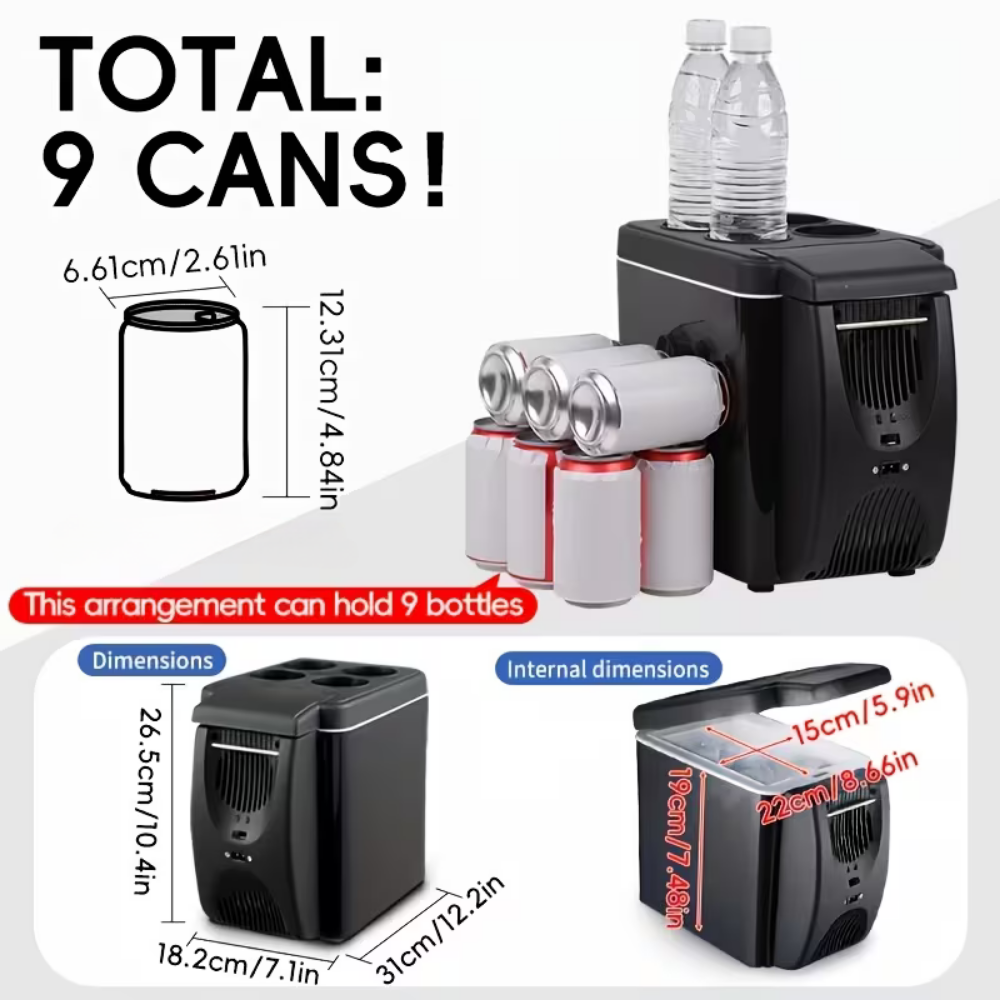 Mini Fridge Portable Car Cooler Compact Travel Refrigerator