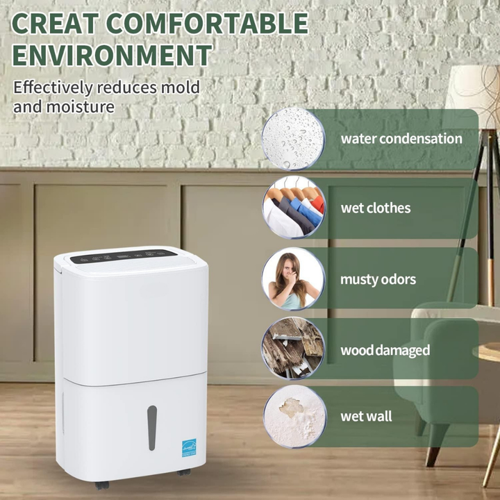 Odvlhčovač vzduchu pro velké místnosti, chytrý, WiFi, přenosný, s regulací vlhkosti