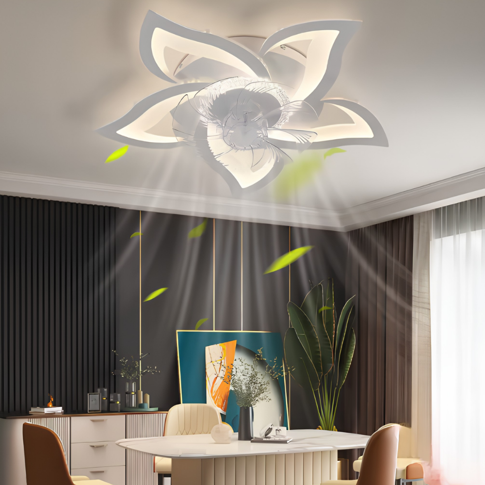 Ceiling Fan Modern Flower Cooling LED Light Fixture