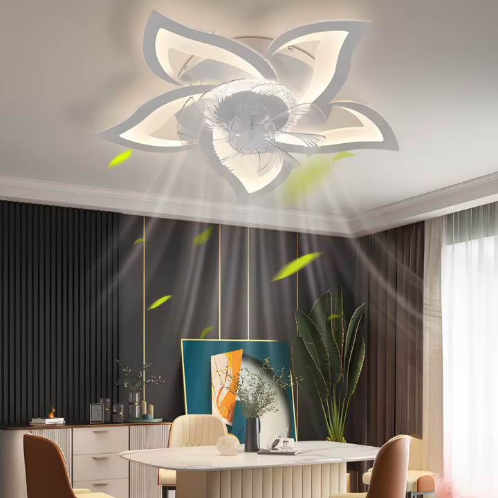 Ceiling Fan Modern Flower Cooling LED Light Fixture