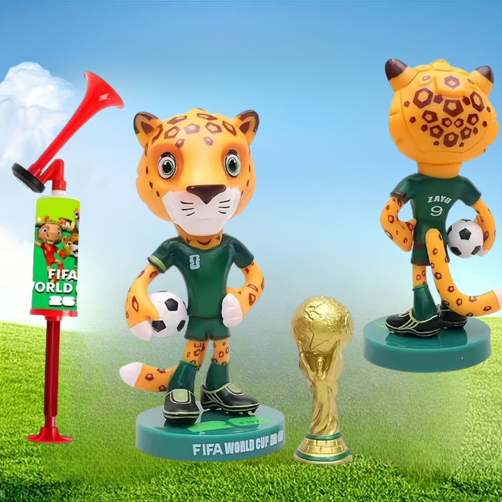 Set Tromba ad Aria Coppa del Mondo con Figurina Mascotte Decorazione per Feste
