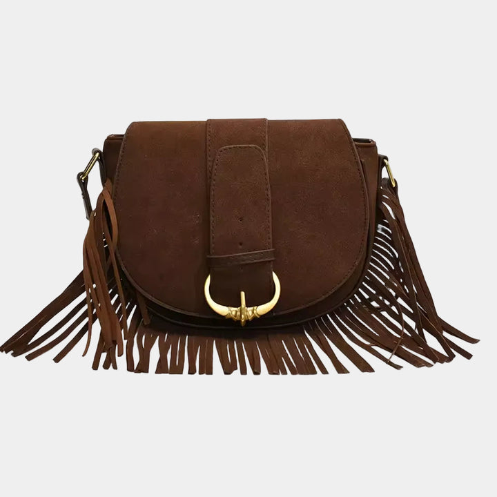 Suede Elegance – Chic Shoulder Bag with Fringes