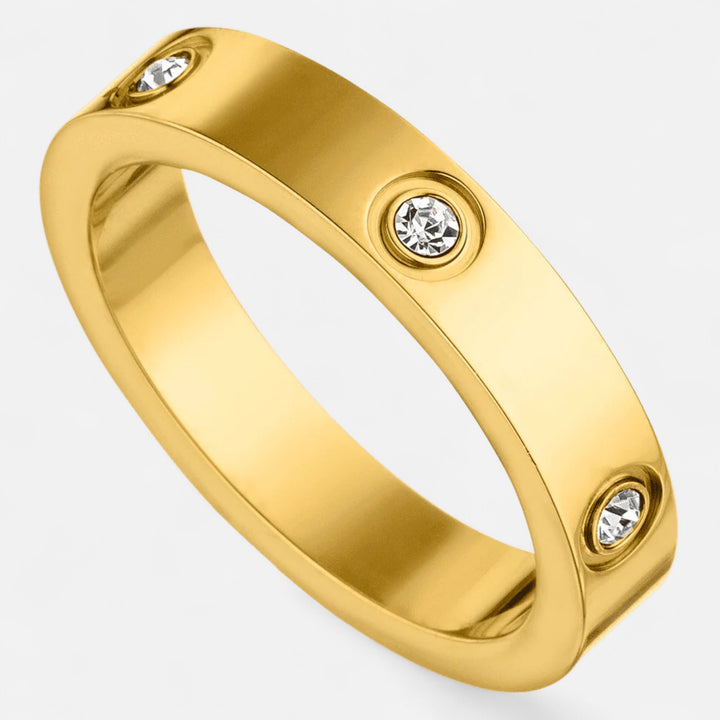 Celzoir | Bague Zircones Dorée ou Acier Poli