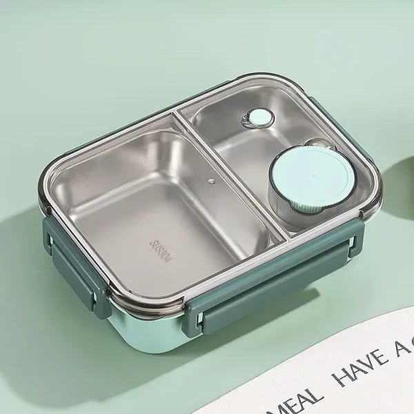 Insulated Lunch Box Stainless Steel Compartment Bento Clear Lid 3 Section - Image 4