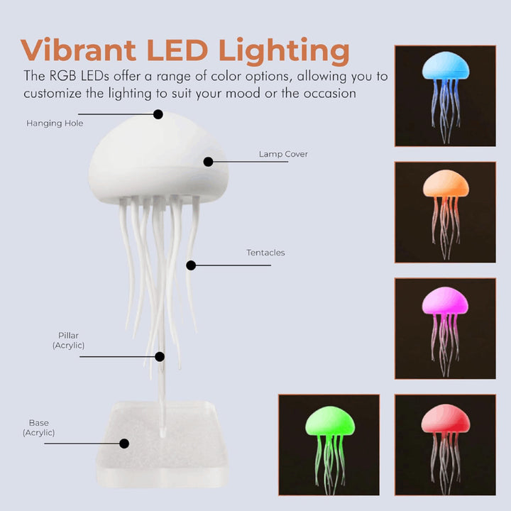 Jellyfish Lamp Rechargeable Color Changing RGB Mood Night Light With Glowing Tentacles - Image 5
