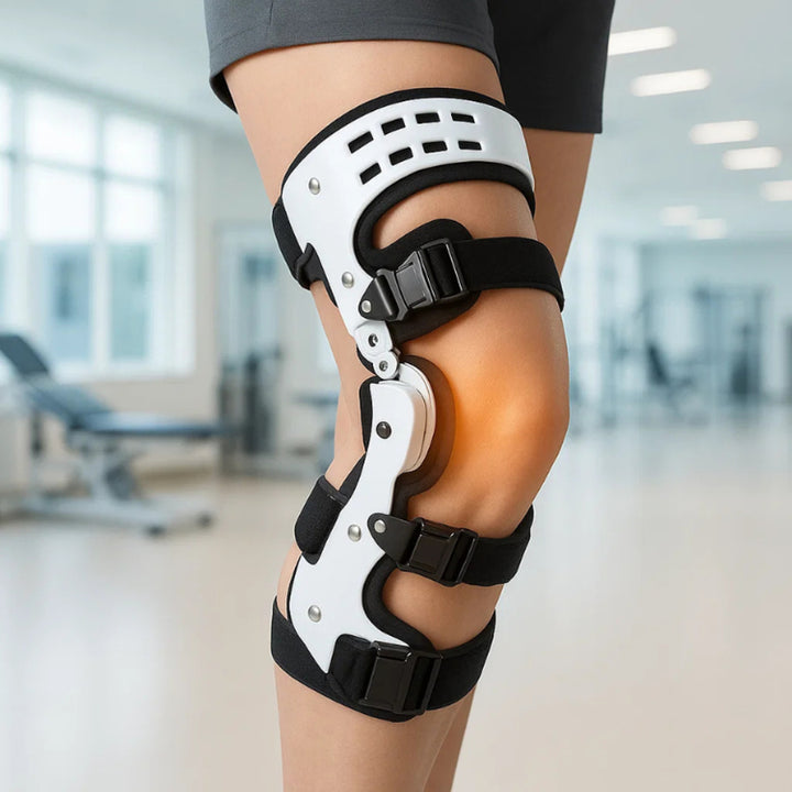 Knee Support Hinged Brace With Adjustable Straps For Stabilization White Black - Image 8