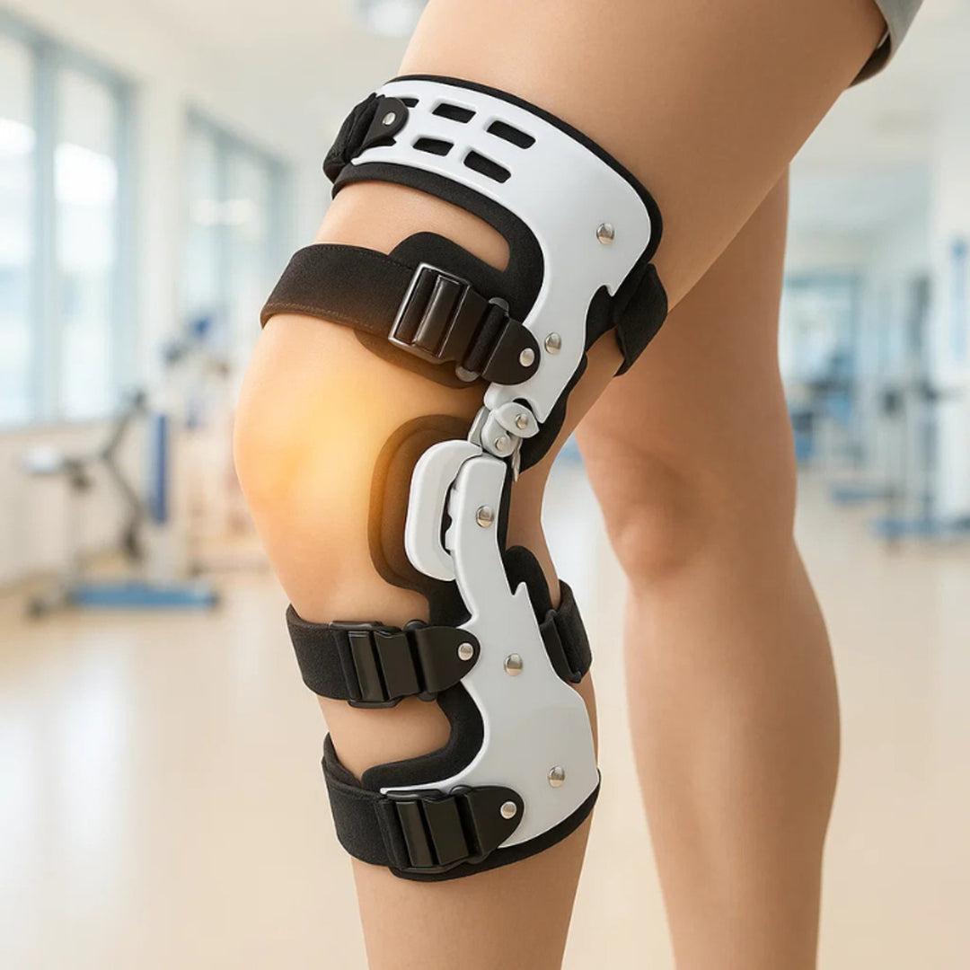 Knee Support Hinged Brace With Adjustable Straps For Stabilization White Black - Image 9