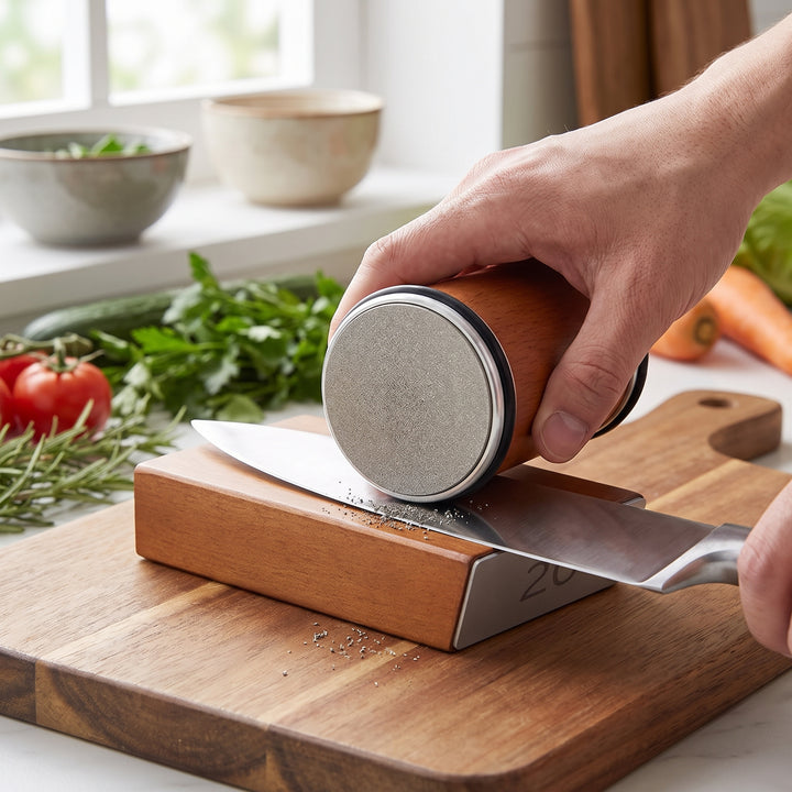 Knife Sharpener Manual With Angled Block And Interchangeable Diamond Stones For Kitchen Knives - Image 13