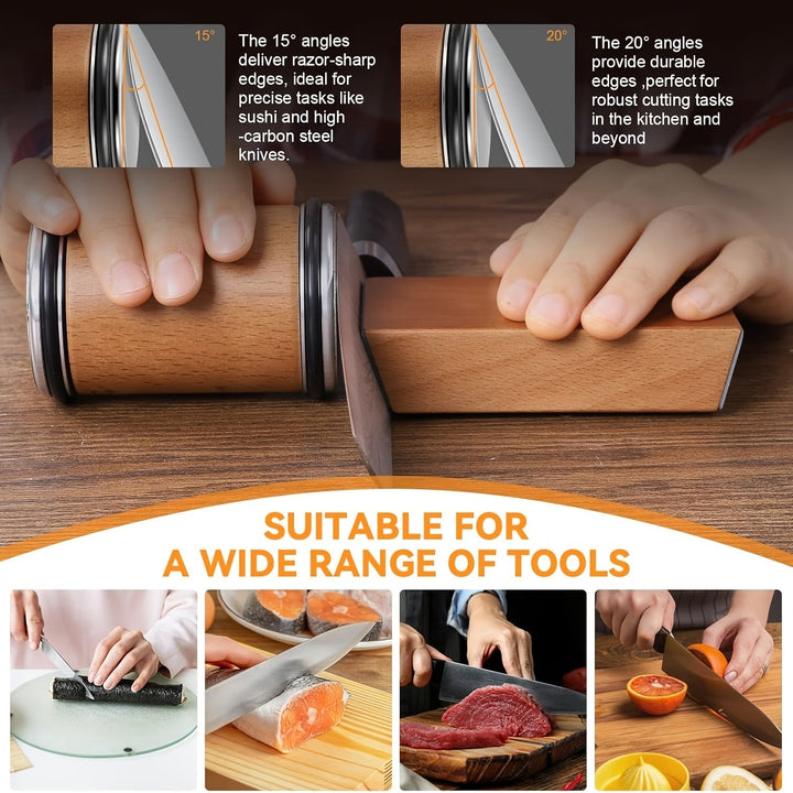 Knife Sharpener Manual With Angled Block And Interchangeable Diamond Stones For Kitchen Knives - Image 6