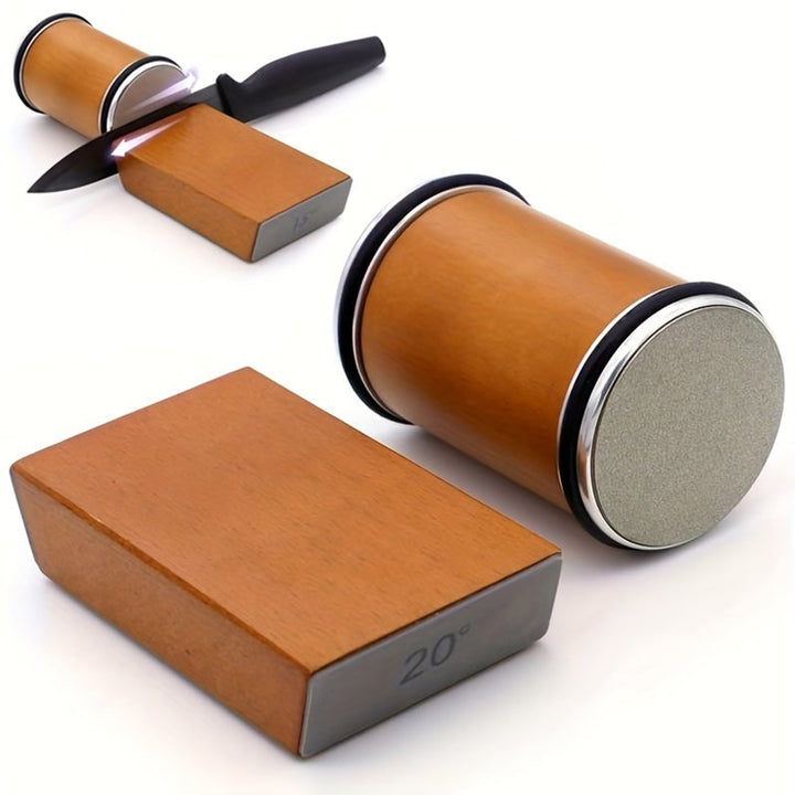Knife Sharpener Manual With Angled Block And Interchangeable Diamond Stones For Kitchen Knives - Image 1