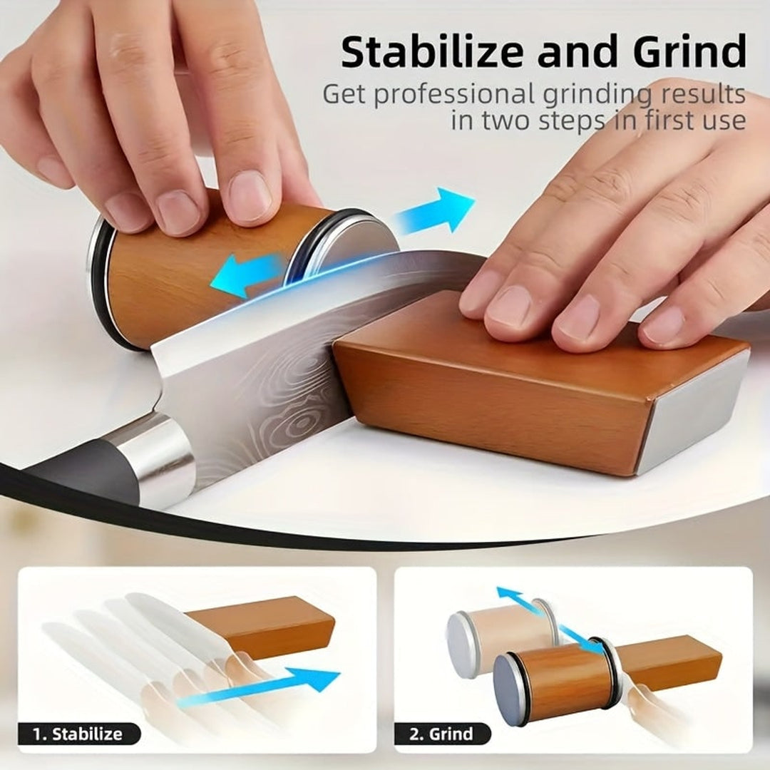 Knife Sharpener Manual With Angled Block And Interchangeable Diamond Stones For Kitchen Knives - Image 10
