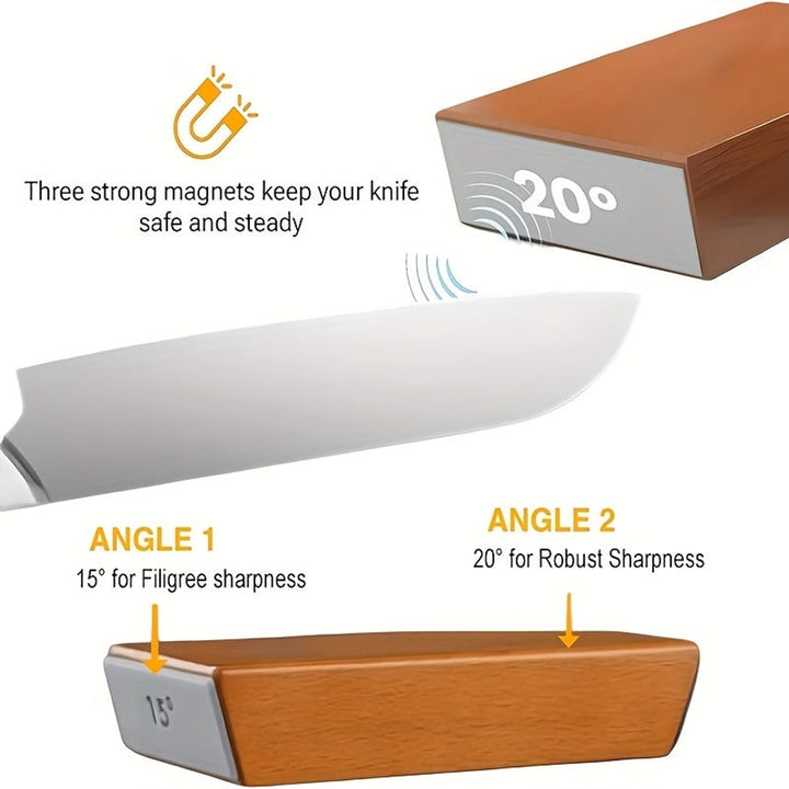 Knife Sharpener Manual With Angled Block And Interchangeable Diamond Stones For Kitchen Knives - Image 9