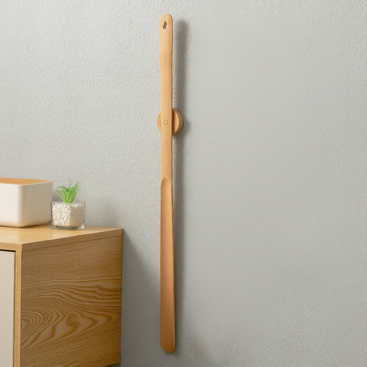Shoe Horn Long Handle Wooden Dressing Aid Easy Shoe Wearing