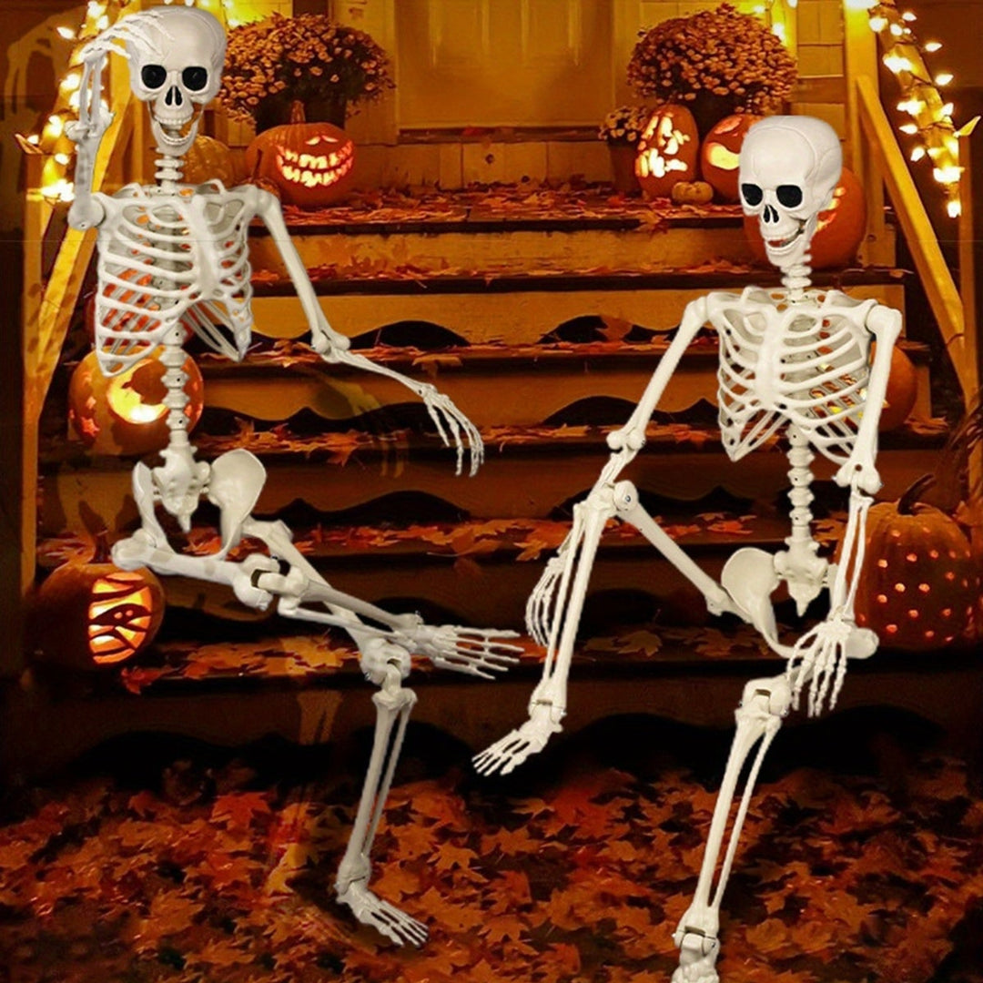 Large Halloween Skeleton Decor Outdoor Posable Display Yard Decoration White Bone Plastic - Image 4