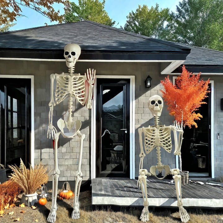 Large Halloween Skeleton Decor Outdoor Posable Display Yard Decoration White Bone Plastic - Image 3