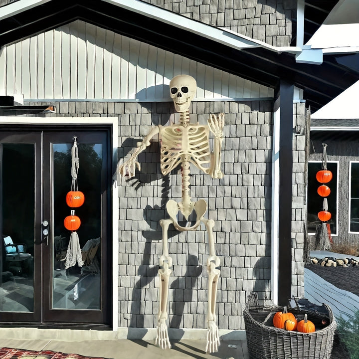 Large Halloween Skeleton Decor Outdoor Posable Display Yard Decoration White Bone Plastic - Image 2