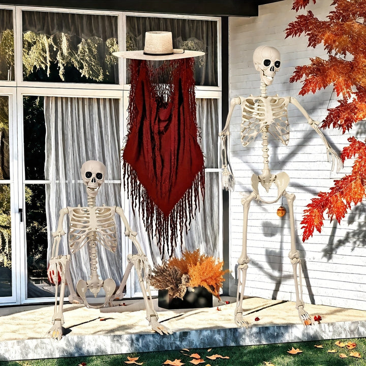 Large Halloween Skeleton Decor Outdoor Posable Display Yard Decoration White Bone Plastic - Image 5