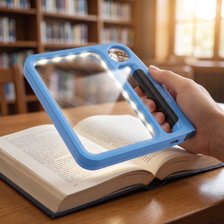 Magnifying Glass With Light LED Lighted Handheld Rectangular Magnifier With Dual Lenses And Multiple Magnification Levels - Image 4