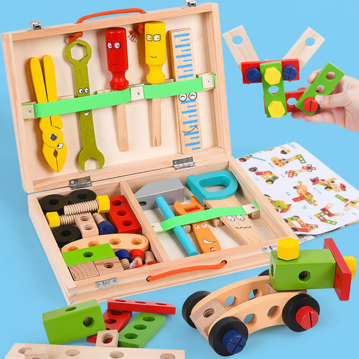 Kids Tool Set Wooden Montessori Construction Toy Toolbox