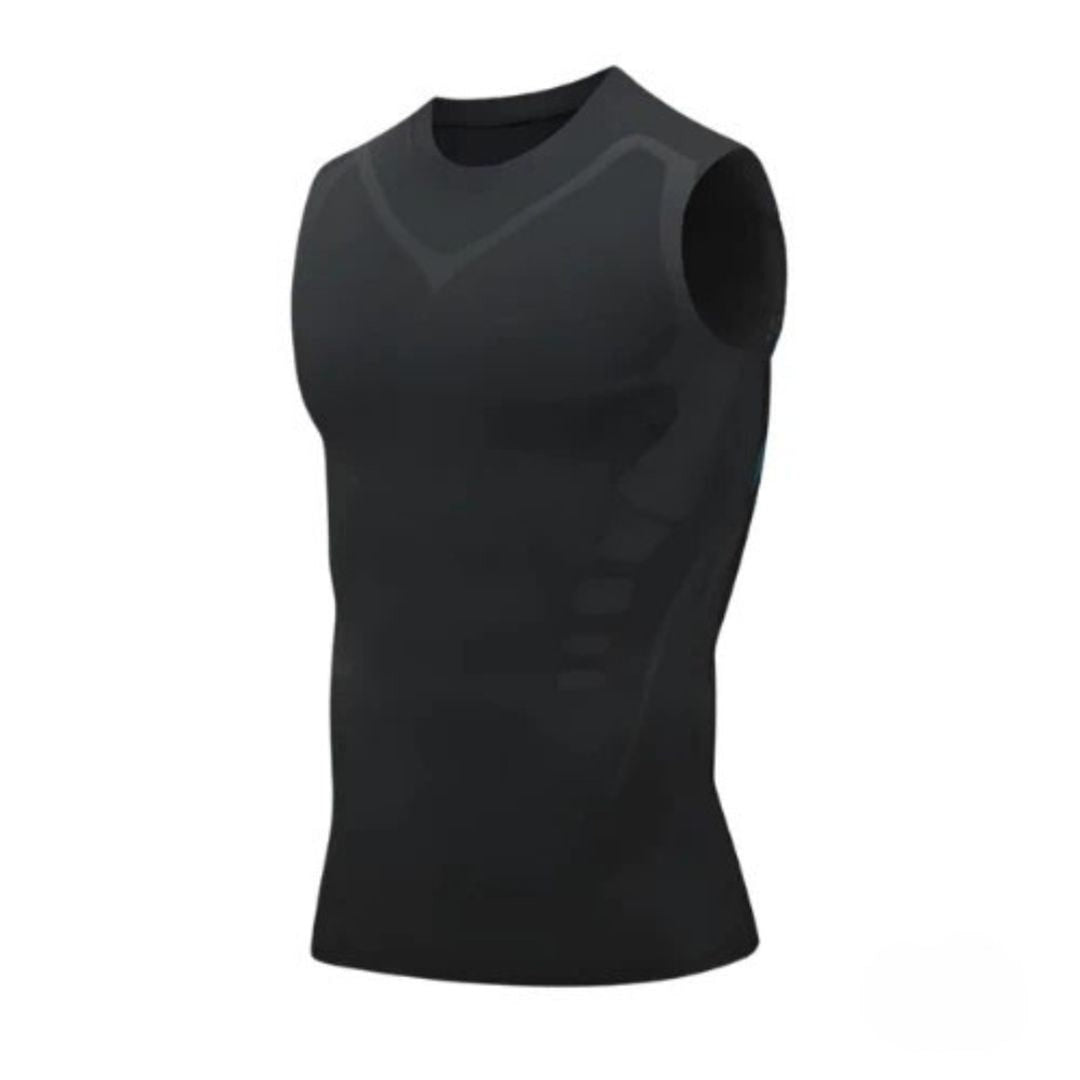 Men's Compression Tank Top Sleeveless Athletic Shirt With Blue Accent Trim For Training - Image 1