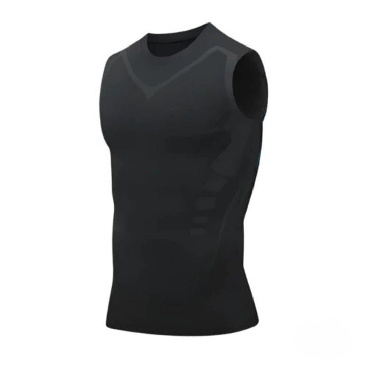 Men's Compression Tank Top Sleeveless Athletic Shirt With Blue Accent Trim For Training - Image 1