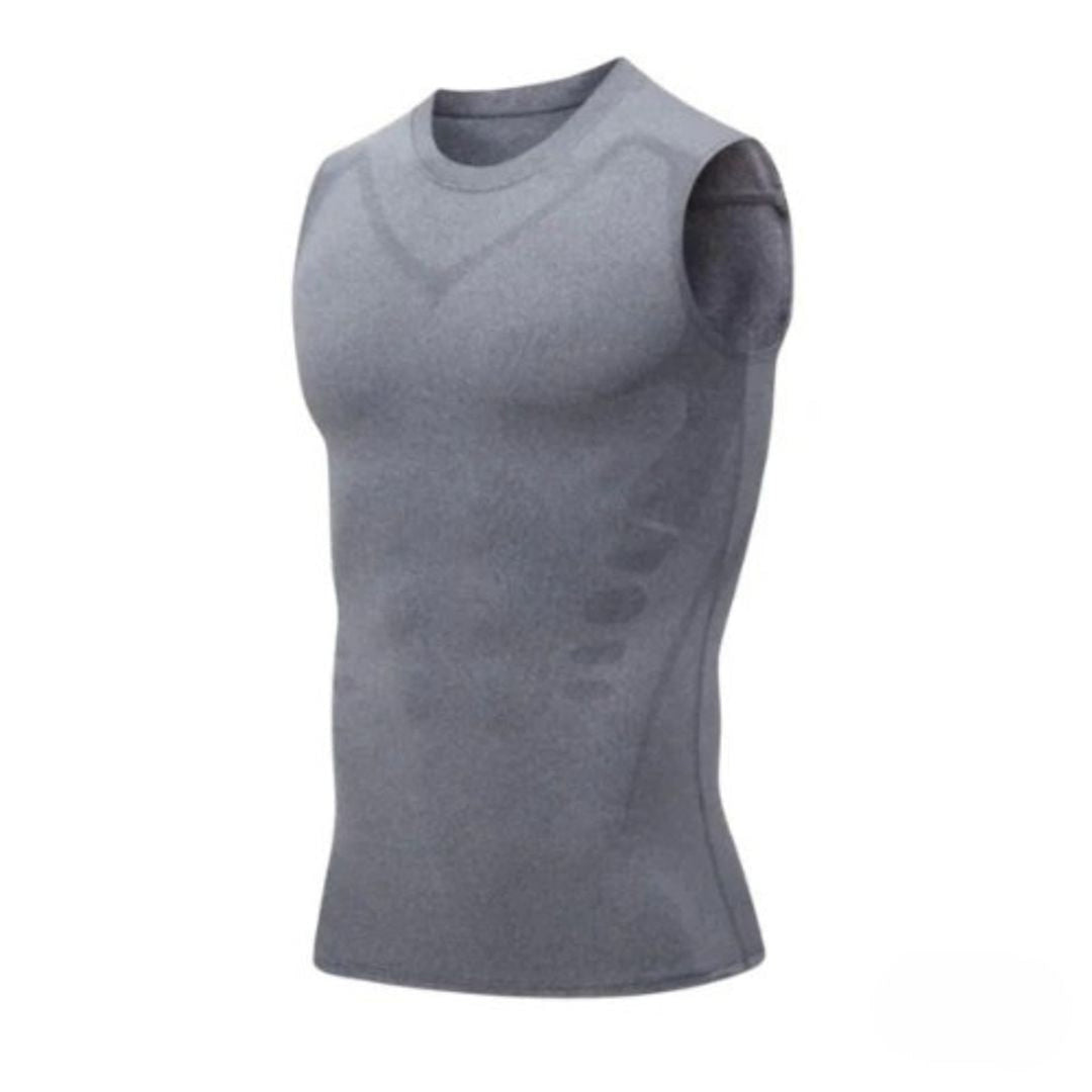 Men's Compression Tank Top Sleeveless Athletic Shirt With Blue Accent Trim For Training - Image 3