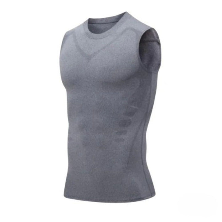 Men's Compression Tank Top Sleeveless Athletic Shirt With Blue Accent Trim For Training - Image 3