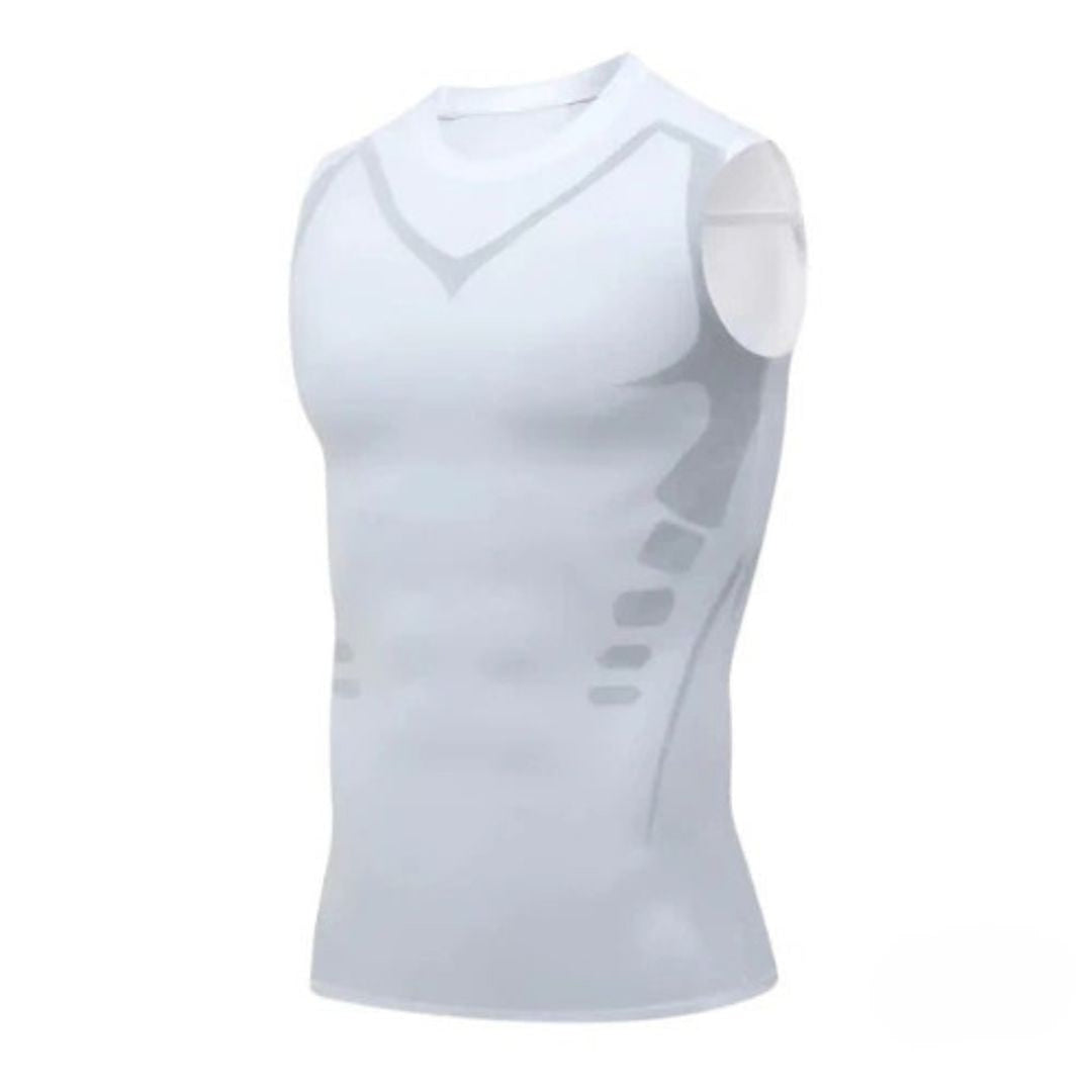 Men's Compression Tank Top Sleeveless Athletic Shirt With Blue Accent Trim For Training - Image 2