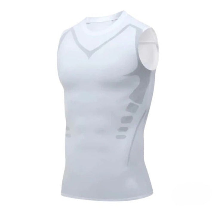 Men's Compression Tank Top Sleeveless Athletic Shirt With Blue Accent Trim For Training - Image 2