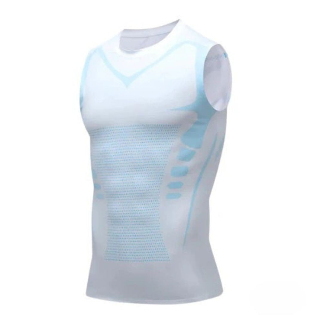 Men's Compression Tank Top Sleeveless Athletic Shirt With Blue Accent Trim For Training - Image 6