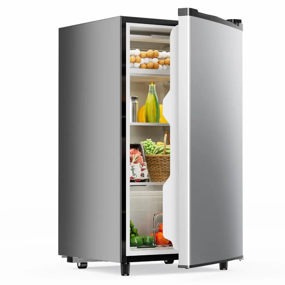Mini Fridge with Freezer Small Fridge Compact Glass Door - Image 1