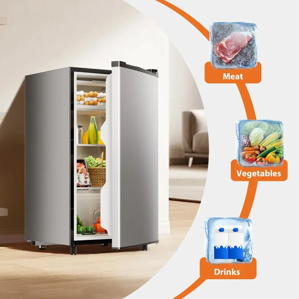 Mini Fridge with Freezer Small Fridge Compact Glass Door - Image 5