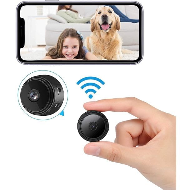 Mini Wireless Camera Security Surveillance Night Vision Small Black Plastic - Image 1