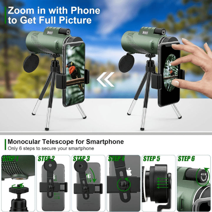 Monocular Telescope High Power Compact Zoom Portable For Bird Watching - Image 5