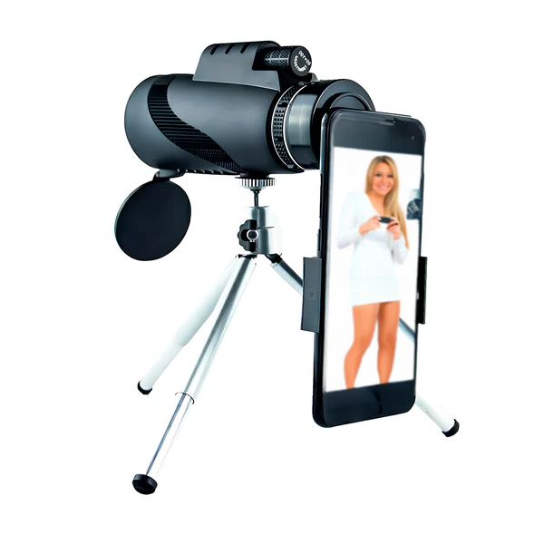 Monocular Telescope Starscope Portable Mini Tripod Phone Adapter Black Plastic - Image 1