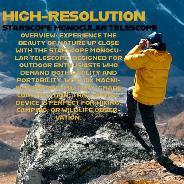 Monocular Telescope Starscope Portable Mini Tripod Phone Adapter Black Plastic - Image 2