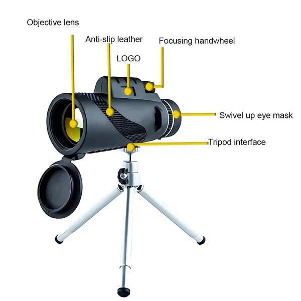 Monocular Telescope Starscope Portable Mini Tripod Phone Adapter Black Plastic - Image 6
