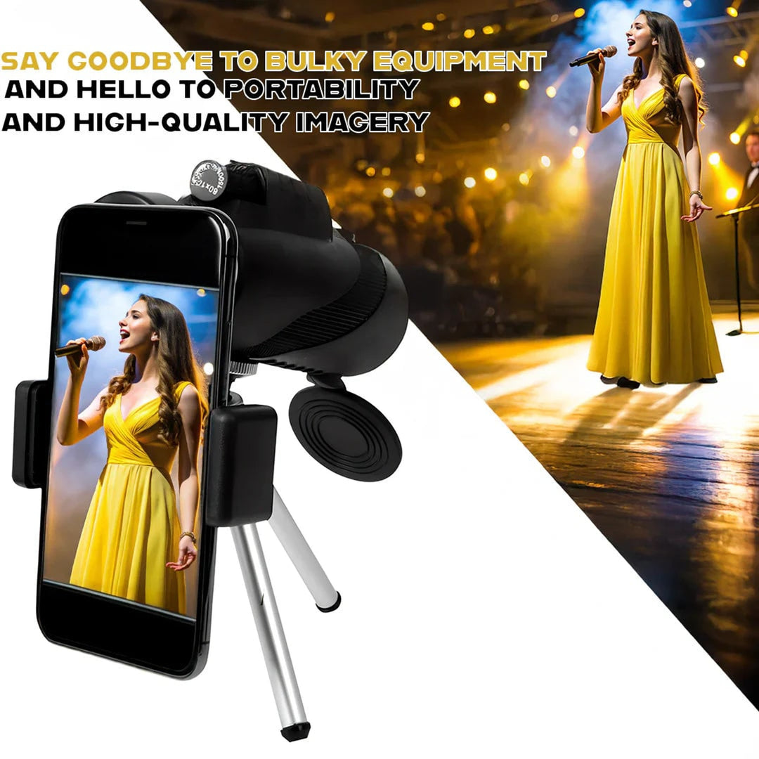 Monocular Telescope Starscope Portable Mini Tripod Phone Adapter Black Plastic - Image 3
