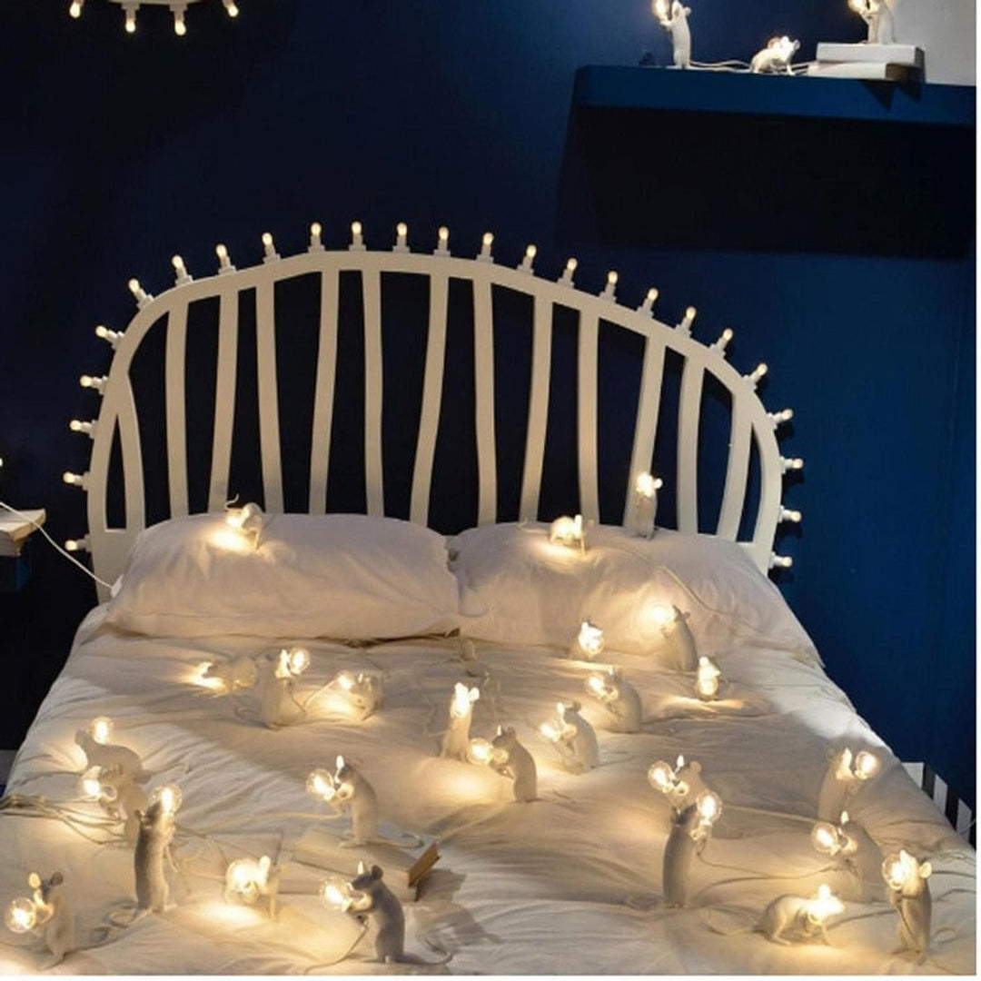 Mouse Lamp Table Desk Decorative Animal Figurine Holding Light Bulb Home Decor - Image 3