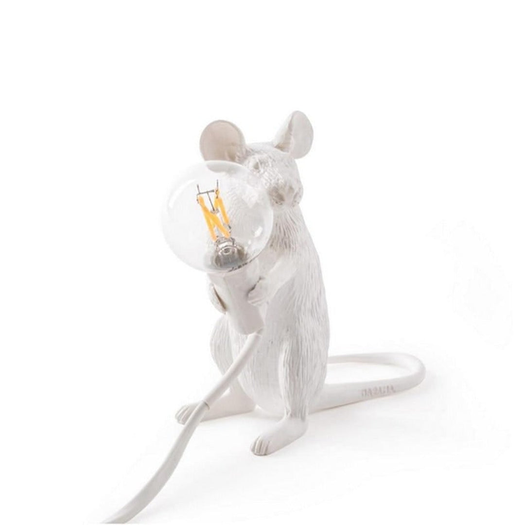 Mouse Lamp Table Desk Decorative Animal Figurine Holding Light Bulb Home Decor - Image 9