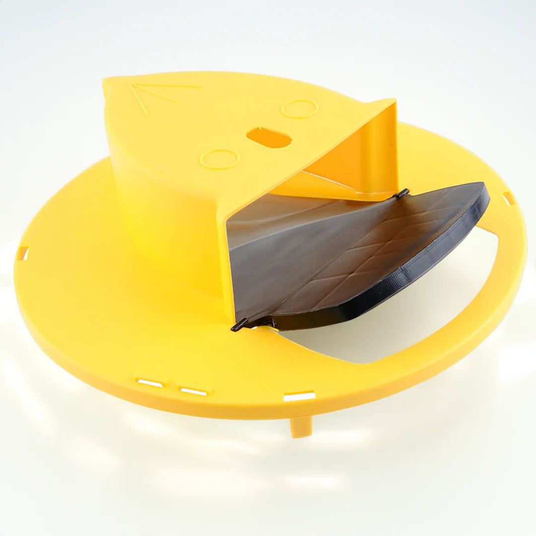 Mouse Rat Trap Bucket Lid Yellow Plastic With Ramp Central Opening For Indoor Outdoor Pest Control - Image 3